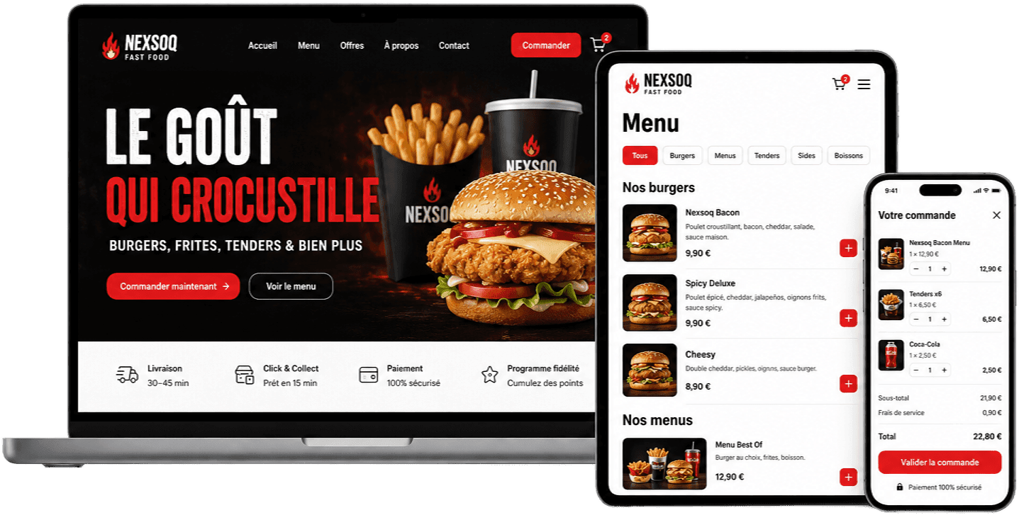 Burger signature photographié sur fond sombre